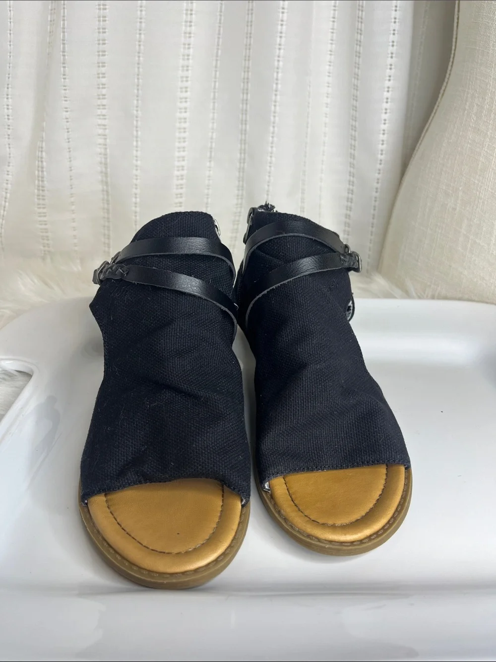 NFS- Blowfish Malibu Comfort Canvas Black Open-Toe Slingback Sandals